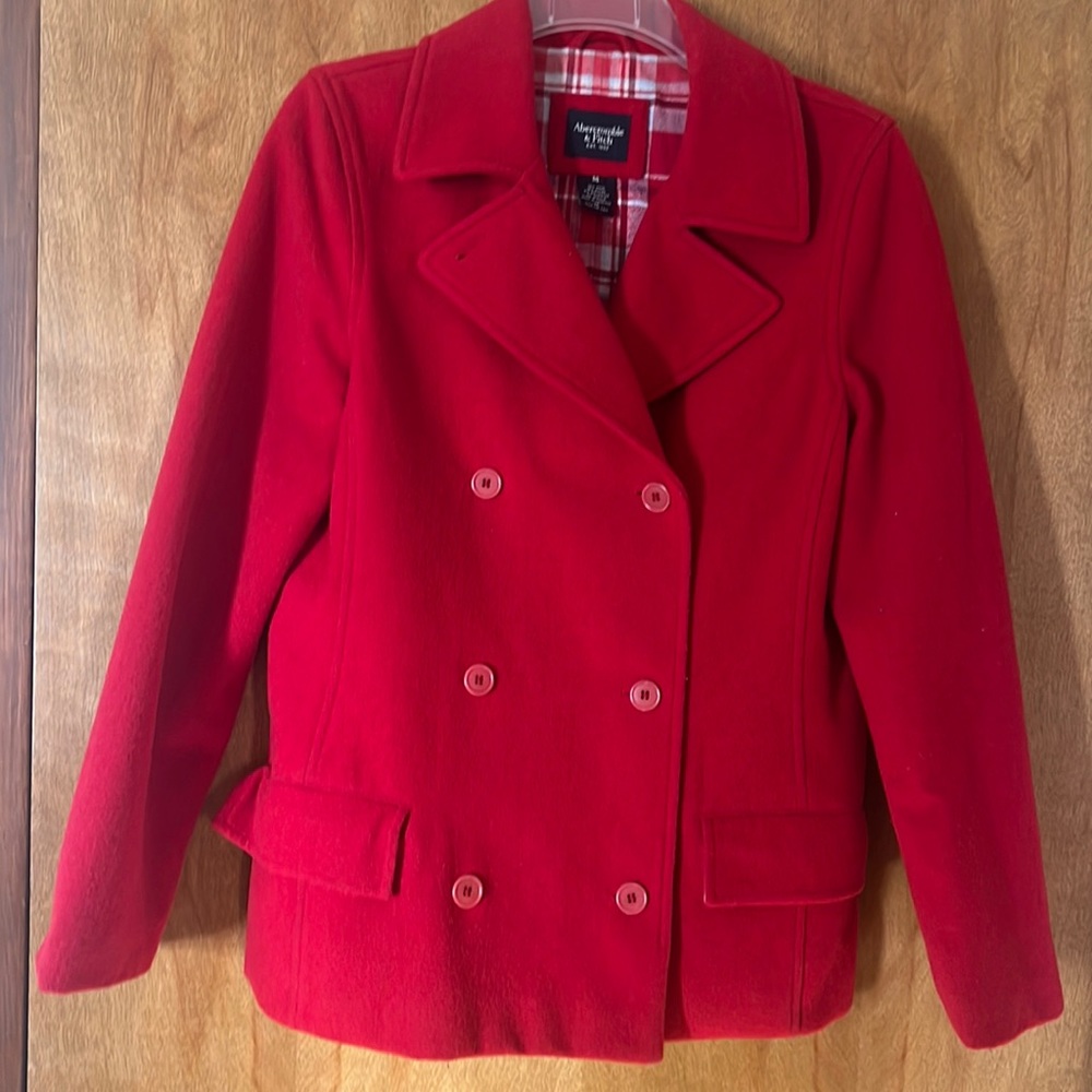 Abercrombie & Fitch Medium double breasted wool red coat